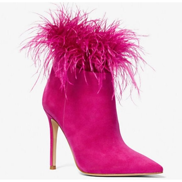 MICHAEL Michael Kors Shoes - MICHAEL MICHAEL KORS Whitby Feather Trim Suede Ankle Boot 6.5 NWOB $250